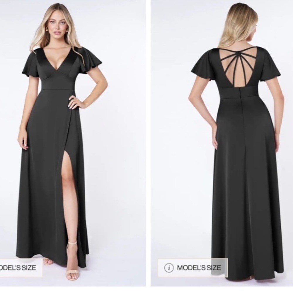 Azazie Green Ruffled Tiered Gown